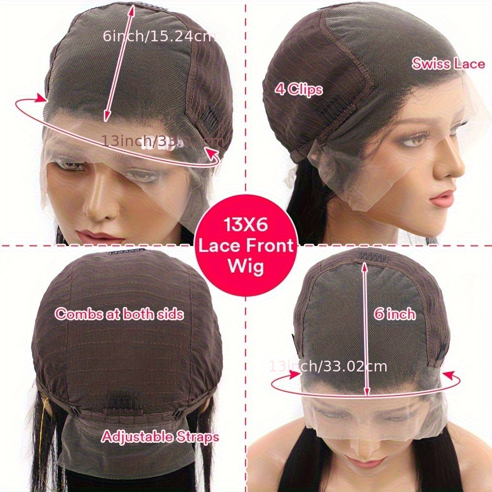 Reddish Brown Italian Yaki Straight Human Hair Wig for - 13x6 Lace Front with Pre-Plucked Baby Hair, 180% Density 32 Inch Natural Look, Elegant Style for All Ethnicities, Versatile Hairpiece | Sleek Hairpiece